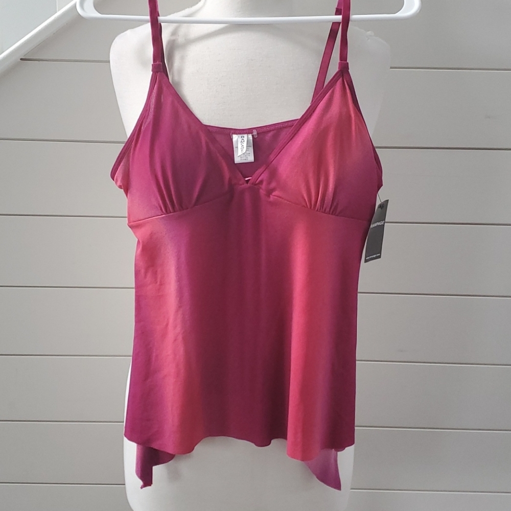 Ombre Asymmetrical Tank with Built In Bra - NWT